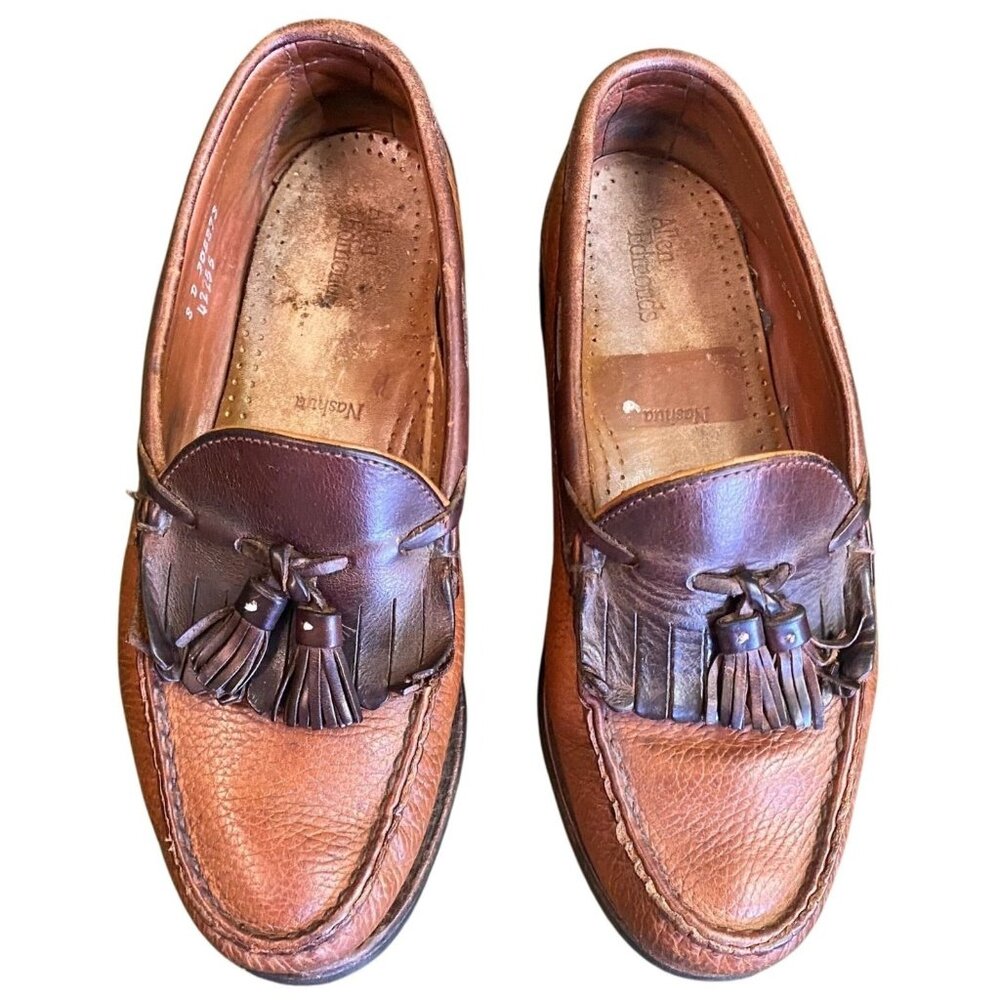 Allen Edmonds Men's Nashua Loafer Shoes Size 8D Brown Leather Tasseled Moc Toe